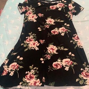 black long dress with flowers